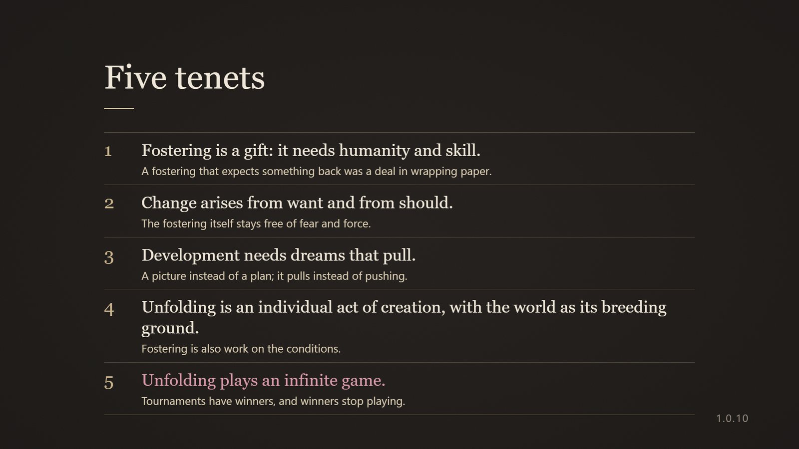 The five tenets of fostering